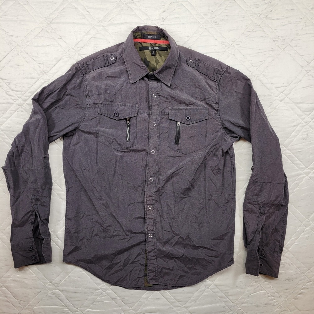 CJ Black Camo edged black long sleeve snap front dress shirt size S